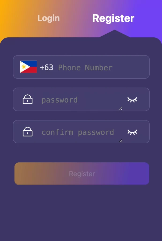 PHSLOT online casino registration form with fast account signup process