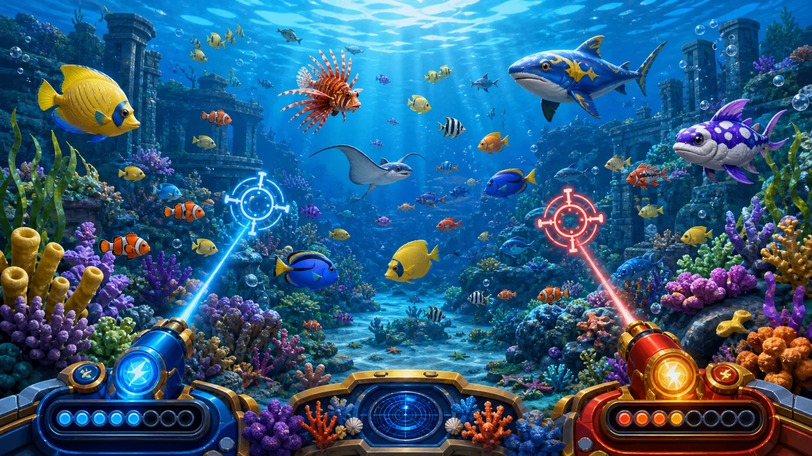 phslot underwater arcade fishing game with moving targets